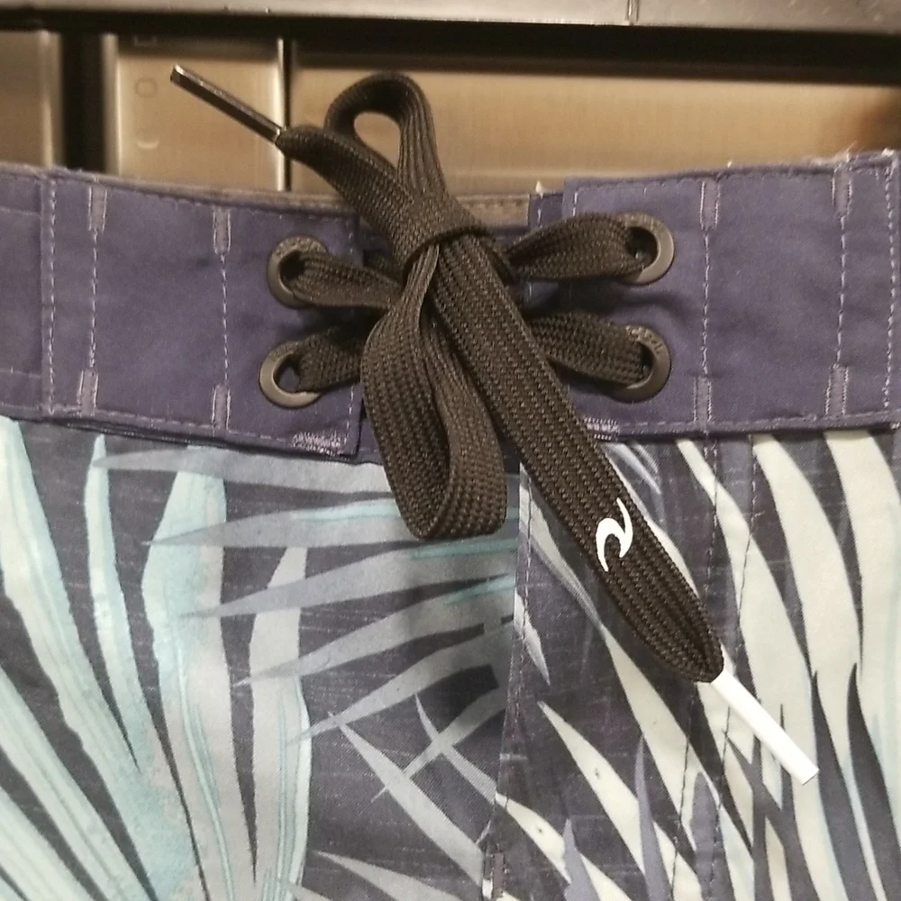 RIP CURL Sunrise NL Boardshorts ~ Navy Teal Palm Leaf Print 30 NWT